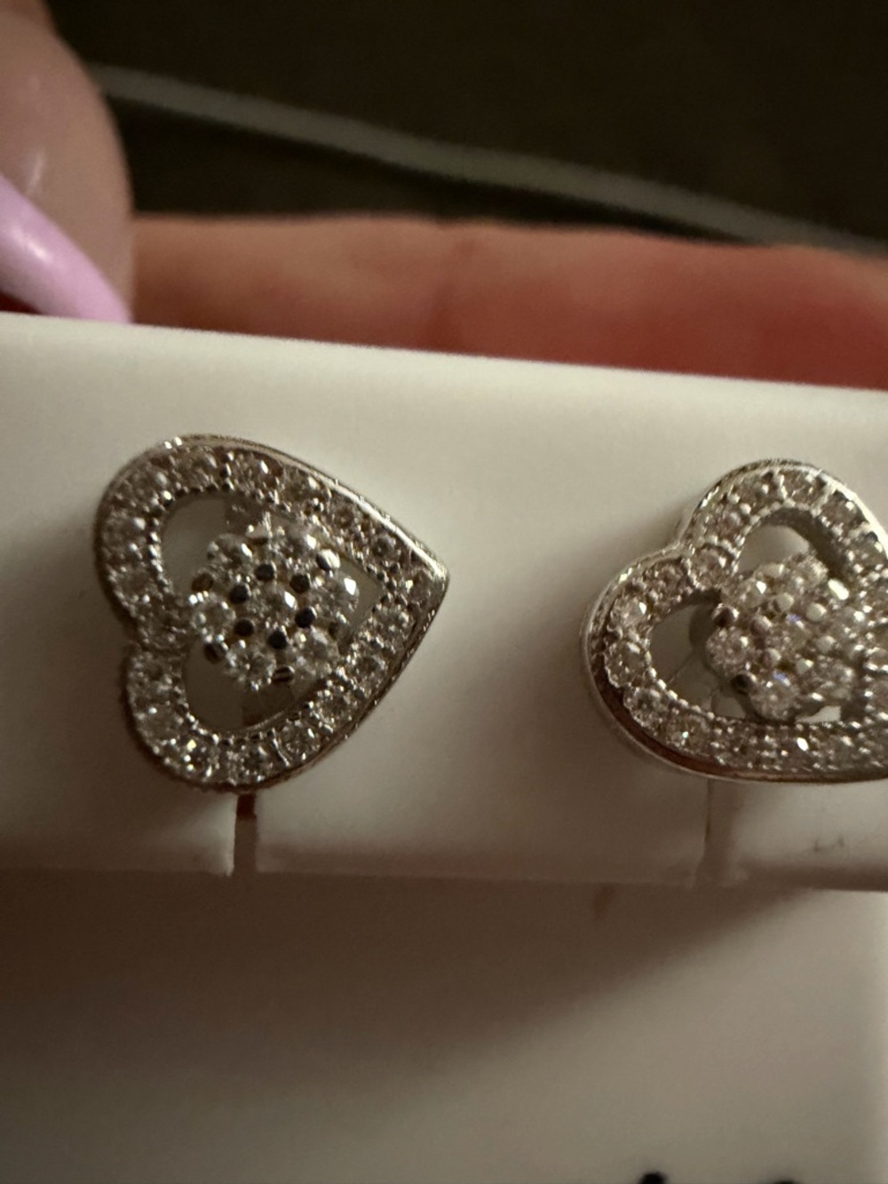 Sterling Silver Heart Cluster Stud Earrings - Silver